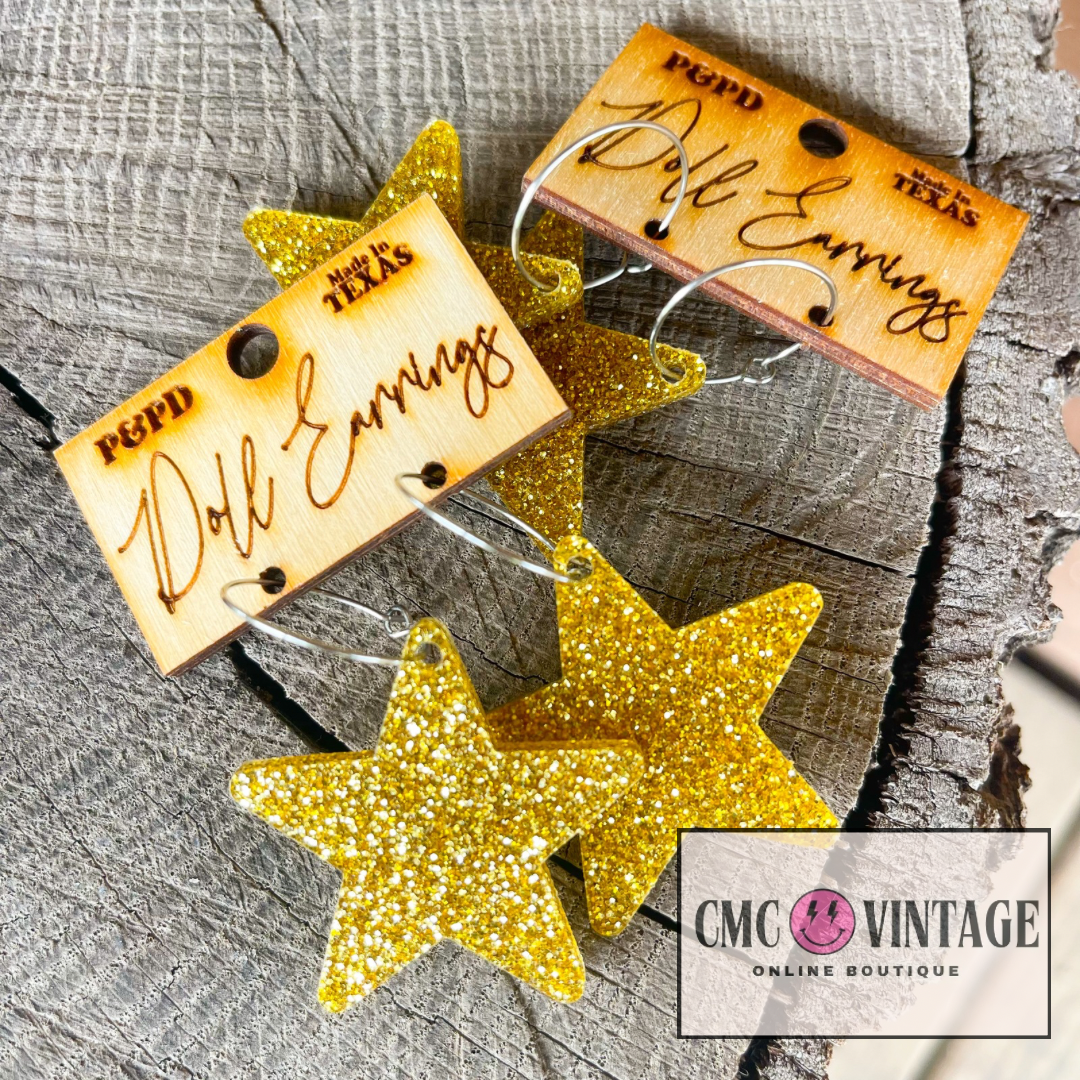 Gold Glitter Star Earrings